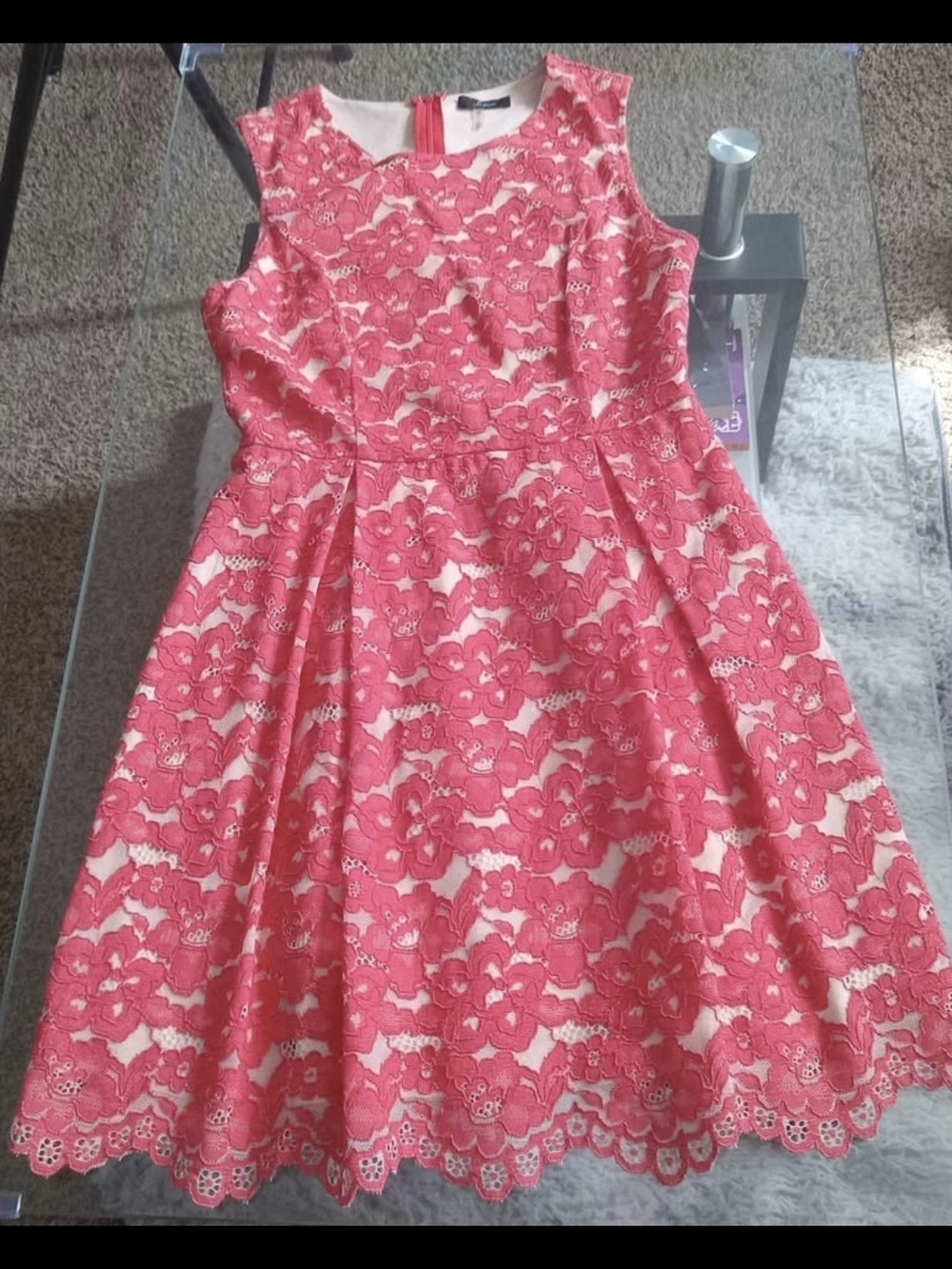 Soprano Pink Floral Lace Overlay Party Dress